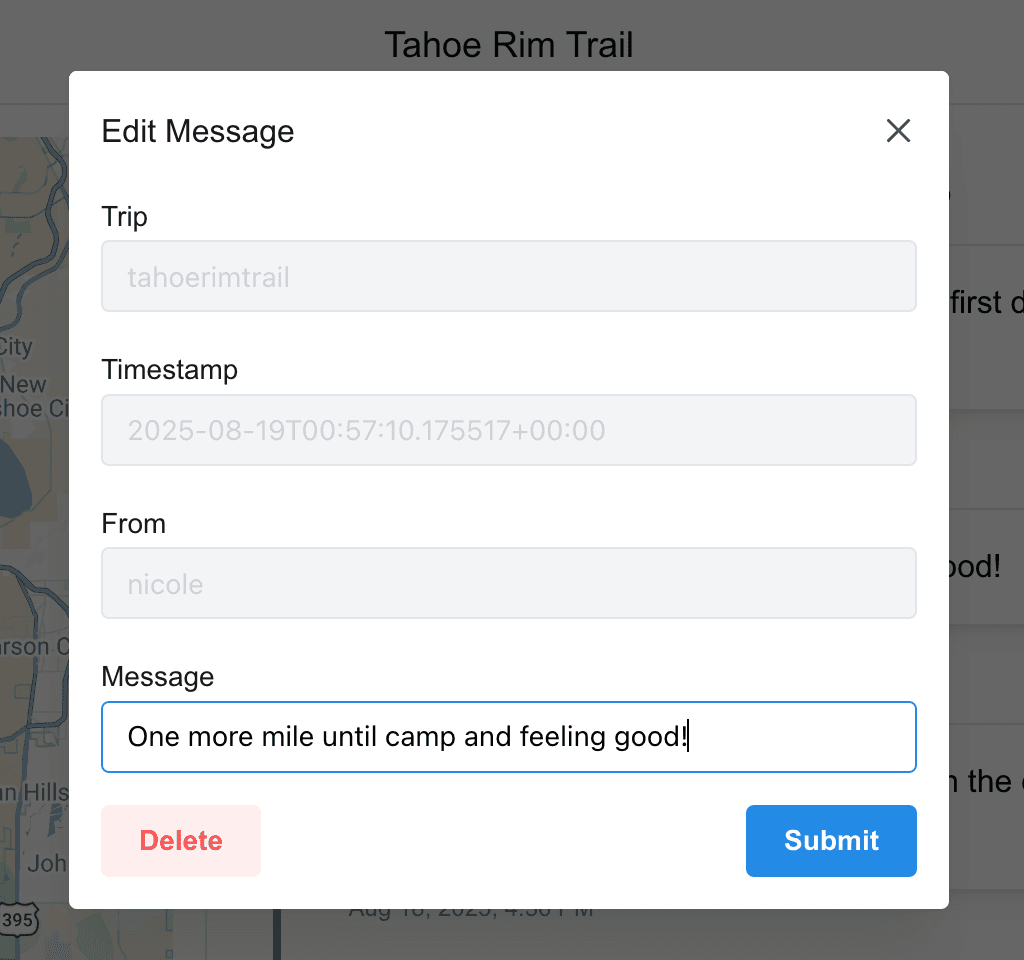 A screenshot of the edit message modal.